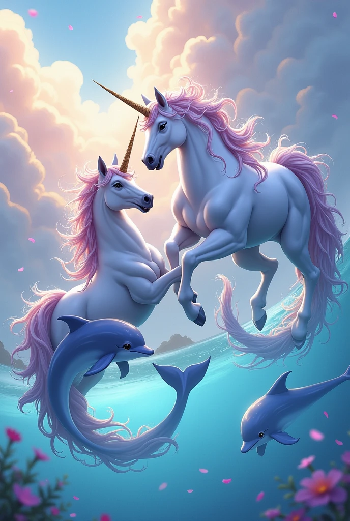 Unicorns and dolphins 
