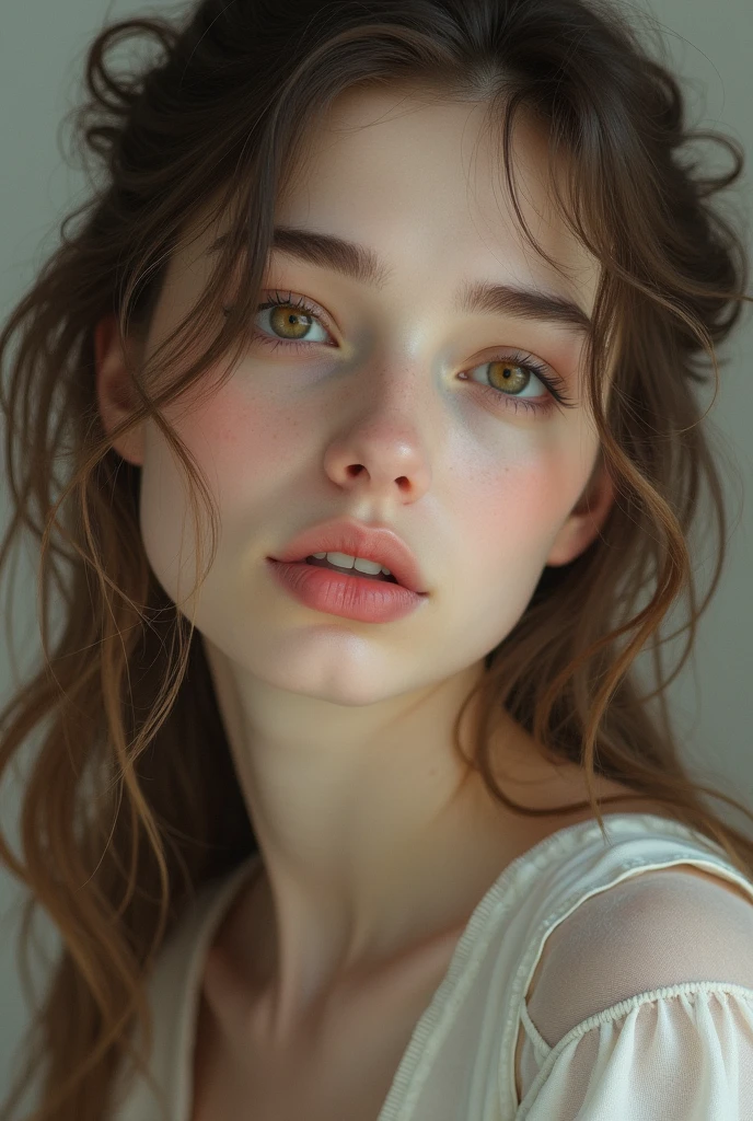 white, with dark blonde hair and light brown eyes