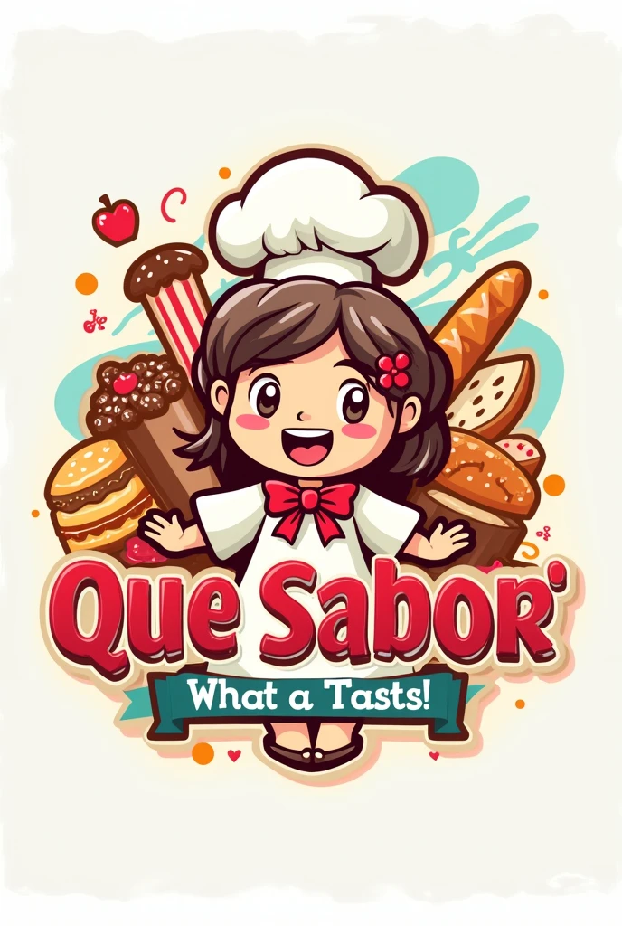 Create a logo for a food business where you sell sweet things like cupcakes,donuts and salty things like breads with meats that is a mix of food and that has the name A LAA!What a taste.      ENNN SPANISH 

 