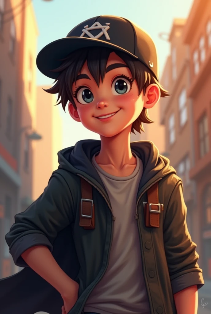 A young hero wearing black cap with a beautiful smile