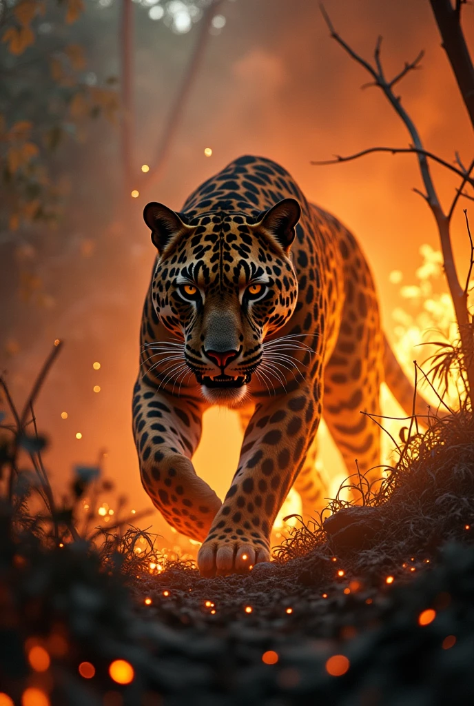 Amazon on fire jaguar burned