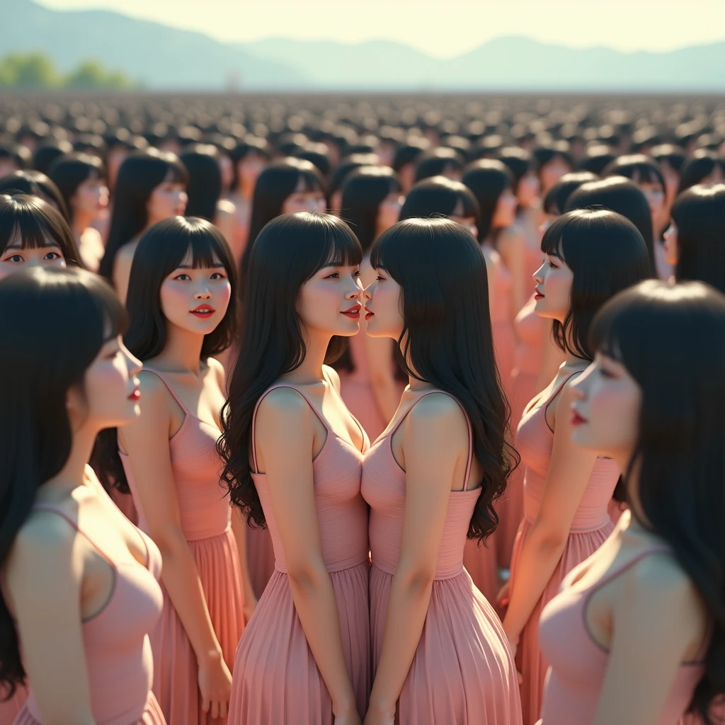 (((((Japanese Clone girls=Myself)))))), (((Best Super High quality Myself Clone girls Raw Photography Art))), (16K, Highest quality, Ultra-high resolution, RAW Photos), (((It&#39;s so unrealistic., With unparalleled depiction, With an unfathomable sight, An unprecedented and shocking worldview, Clone girls in a world of mass reproduction, Ultra-realistic))), (((Japanese, woman, 20yo, Saito-Asuka))), (Small face, ((Thick black hair, Semi-long hair))), ((V-neck short-sleeve dress)), (((((Very detailed美しい女体, Accurate body structure, Very detailed完璧な, Super busty body with very large breasts, Clearly emphasizes cleavage))))), (((Dark Eyes, Mature face, Cute Smile, A gentle gaze))), (((Her happy and smiling expression is so cute))), ((((((((Very detailed分身増殖描写, ((1girl→Myself cloning→1,000,000,000,000,000,000,000,000,000,000,000,000,000,000,000,000,000,000,000,000Myself Clone girls)))))))))), ((((((((Very detailed, The precise depiction of the proliferation of Myself Clone girls, ((With the perfectly identical bodies of Myself clone girls, With the exact same face as the Myself clone girls, With the exact same hairstyle as the Myself clone girls, In the exact same clothes as the girls who are my clones, Perfectly the same height as the Myself clone girls, Super big breasts, just like the Myself clone girls)))))))))), (((Myself clone girls only))), (((Very detailed depiction, (A group of Myself clone girls hugging each other, A large gathering of Myself clone girls, Fun conversations among crowds of Myself clone girls, A fun conversation among a crowd of Myself clone girls, Myself clone girls flirting with each other, Multiple Myself clone girls walking together in a crowd, turn around, The approaching crowd of Myself)))), (((Everyone looks at the camera))), (((Unbelievably crowded, Transcendent Myself clone girls intimately, Countless Myself clone girls surround you in 360 degrees))), (Bright, soft sunlight), (((Very wide field of view, Very detailed, Detailed ultra-perspective depiction with clear depth, super wide view))), (((((Where multiple Myselves join together))))), (((Very photographic and detailed depiction, Myself clone girls will multiply infinitely and fill the surroundings from one side to the horizon with their bodies tightly packed together without any gaps., A scene of endless Myself clone girls, giving a happy vibe.))), (Focus on the average value of the image)