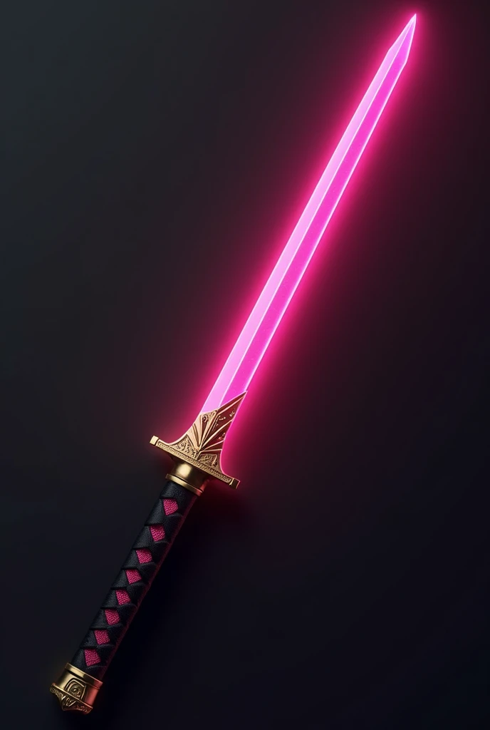 Pink blade katana, golden triangular guard and black grip