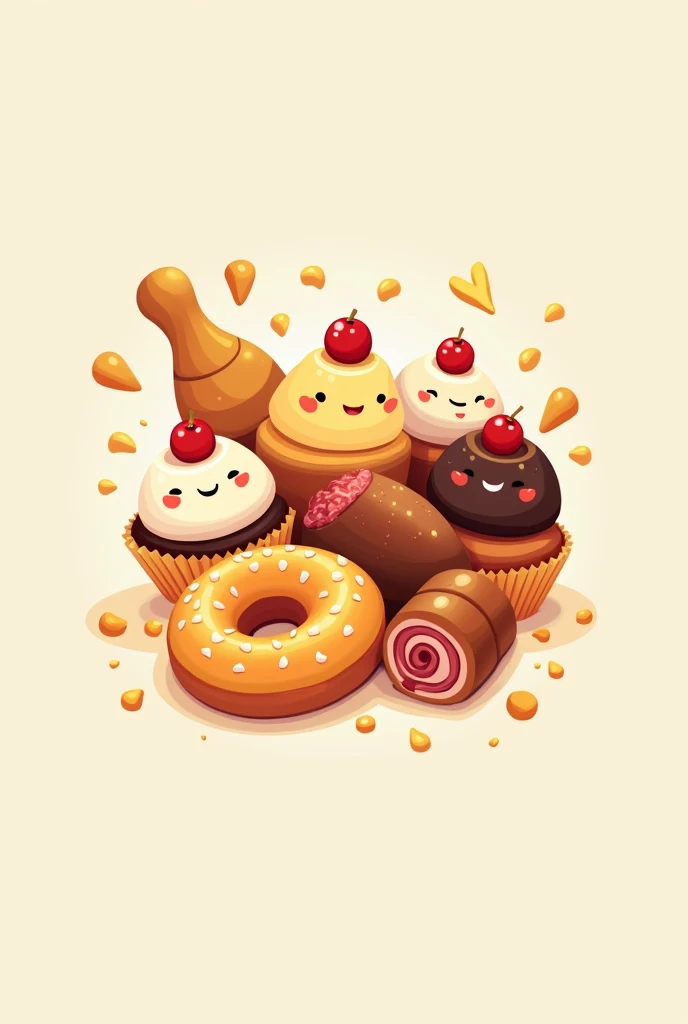 Create a logo for a food business where you sell sweet things like cupcakes,donuts and salty things like breads with meats that is a mix of food and that has the name A LAA!What a taste. With that title