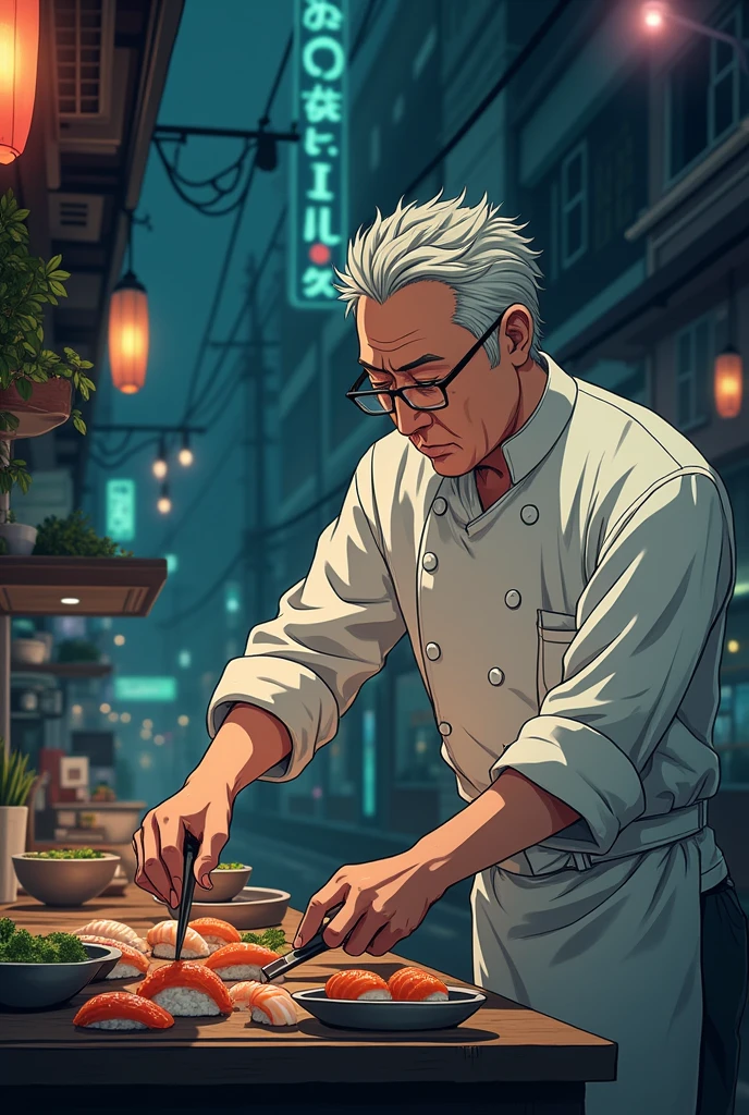 Anime about a sushi chef tired of life and work discovers magic
