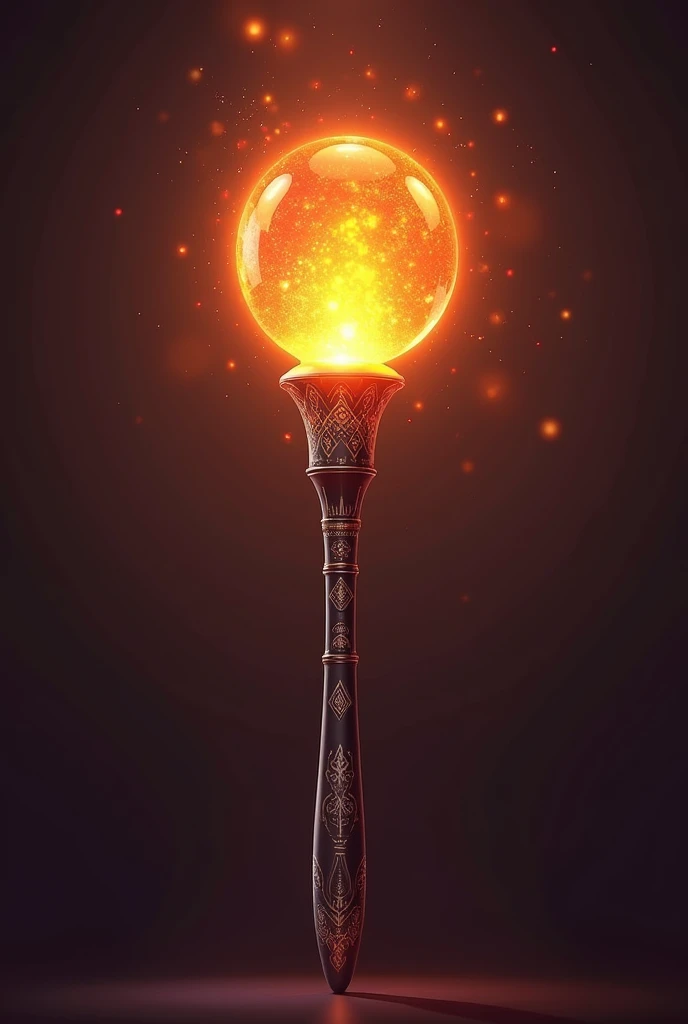kpop lightstick for a group named dazzle charm. the light is orange. have dreamy and magical concept.