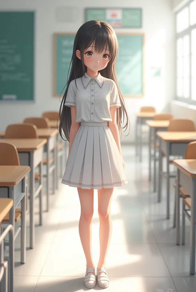 School girl wear white in the school