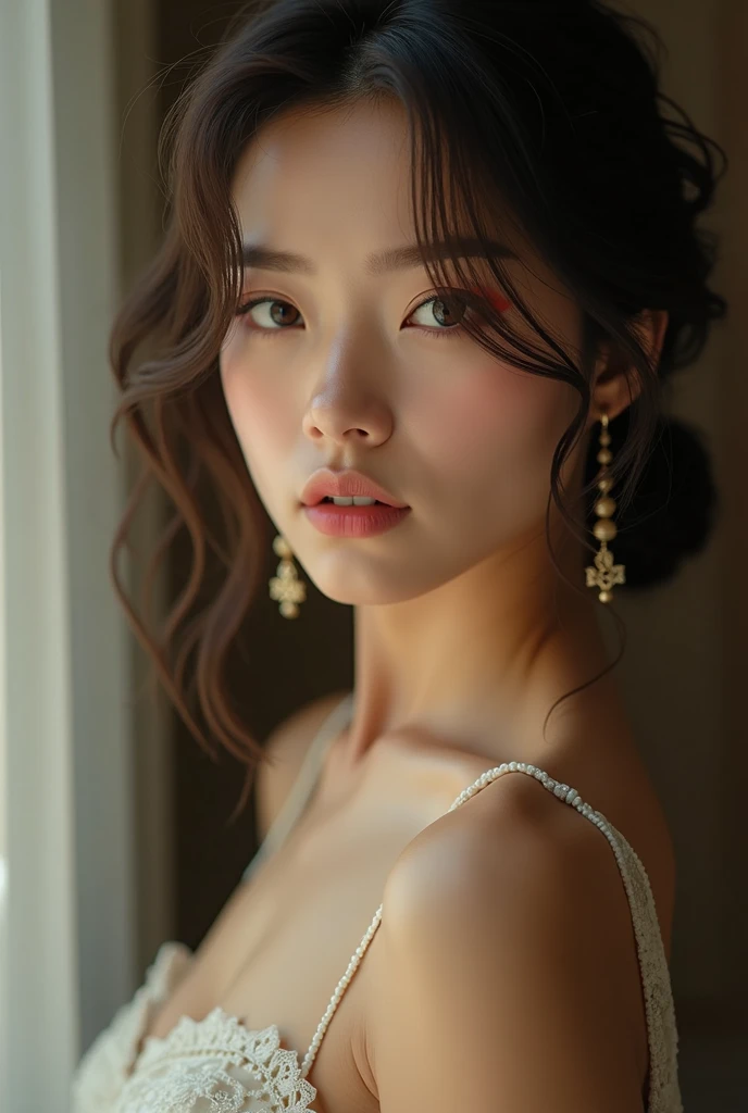 ((BEST quality,8k,Masterpiece:1.3)),upper body,,Sharp focus:1.2,Beautiful Woman with perfect figure,higly detailed facial and skin teksture,Detail eyes,double eyelids,interior view,ferpect lightning,