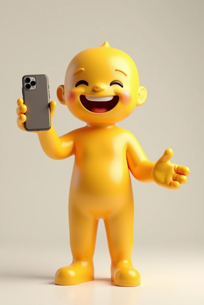شخص مثل الإيموجي هذا 🙂بالضبط بيده تلفون 