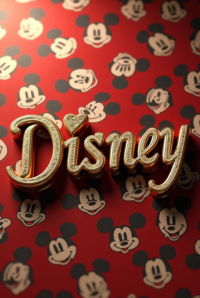 Create a detailed full HD 3D image with exclusive Disney letters that say " " background with mickey mouse faces