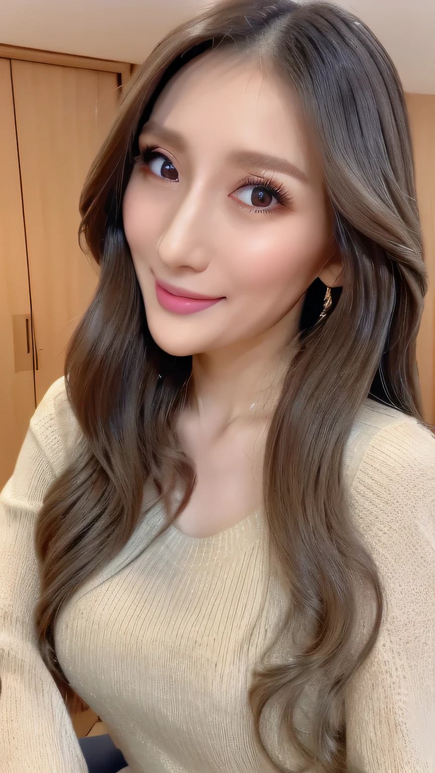 (Cowboy Shot、Highest quality、8k、Award-winning works、Ultra-high resolution)、One beautiful woman、(perfection, The most natural grey long sleeve sweater:1.1)、(bionde:1.1)、Bright color contacts、perfection Makeup、Bright and shiny lipstick、(Very heavy makeup:1.2)、(Deep pink around the eyes:1.1)、Beautiful bright eyeshadow、Heavy makeup around the eyes、(Big Breasts:1.2)、Wavy semi-long hair、(Romantic affection:1.1)、The best smile when you see me、(Many of them emphasize the body line...:1.1)、(Strongly blurred vibrant Harajuku city background:1.1)、(Strongly blurred background:1.1)、Accurate anatomy、Ultra HD Hair、(Ultra-high resolutionのperfectionな美しい歯:1.1)、Ultra-high definition beauty face、Ultra HD Hair、Ultra HD Shining Eyes、Shining, Ultra-high resolution beautiful skin、Ultra-high resolutionの艶やかな唇,smile