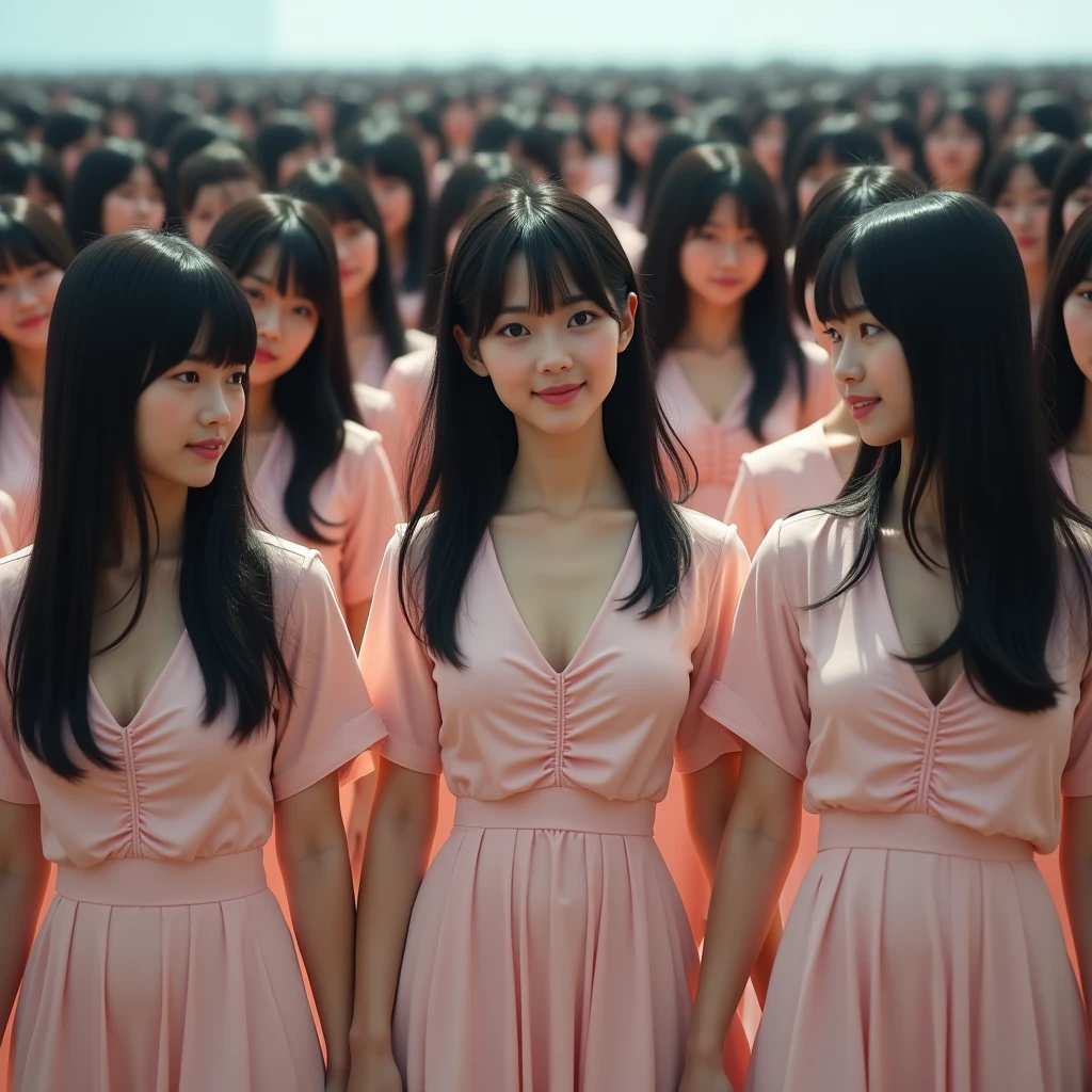 (((((Japanese Clone girls=Myself)))))), (((Best Super High quality Myself Clone girls Raw Photography Art))), (16K, Highest quality, Ultra-high resolution, RAW Photos), (((It&#39;s so unrealistic., With unparalleled depiction, With an unfathomable sight, An unprecedented and shocking worldview, Clone girls in a world of mass reproduction, Ultra-realistic))), (((Japanese, woman, 20yo, Saito-Asuka))), (Small face, ((Thick black hair, Semi-long hair))), ((V-neck short-sleeve dress)), (((((Very detailed美しい女体, Accurate body structure, Very detailed完璧な, Super busty body with very large breasts, Clearly emphasizes cleavage))))), (((Dark Eyes, Mature face, Cute Smile, A gentle gaze))), (((Her happy and smiling expression is so cute))), ((((((((Very detailed分身増殖描写, ((1girl→Myself cloning→1,000,000,000,000,000,000,000,000,000,000,000,000,000,000,000,000,000,000,000,000Myself Clone girls)))))))))), ((((((((Very detailed, The precise depiction of the proliferation of Myself Clone girls, ((With the perfectly identical bodies of Myself clone girls, With the exact same face as the Myself clone girls, With the exact same hairstyle as the Myself clone girls, In the exact same clothes as the girls who are my clones, Perfectly the same height as the Myself clone girls, Super big breasts, just like the Myself clone girls)))))))))), (((Myself clone girls only))), (((Very detailed depiction, (A group of Myself clone girls hugging each other, A large gathering of Myself clone girls, Fun conversations among crowds of Myself clone girls, A fun conversation among a crowd of Myself clone girls, Myself clone girls flirting with each other, Multiple Myself clone girls walking together in a crowd, turn around, The approaching crowd of Myself)))), (((Everyone looks at the camera))), (((Unbelievably crowded, Transcendent Myself clone girls intimately, Countless Myself clone girls surround you in 360 degrees))), (Bright, soft sunlight), (((Very wide field of view, Very detailed, Detailed ultra-perspective depiction with clear depth, super wide view))), (((((The spectacle of a huge crowd of Myself groups numbering in the tens of millions joining together.))))), (((Very photographic and detailed depiction, Myself clone girls will multiply infinitely and fill the surroundings from one side to the horizon with their bodies tightly packed together without any gaps., A scene of endless Myself clone girls, giving a happy vibe.))), (Focus on the average value of the image)