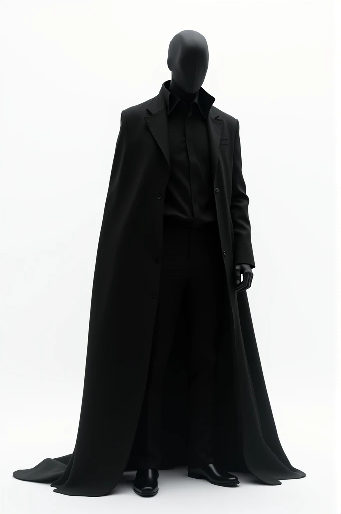 Make a Man in Black coat with a mask and with a plain white background