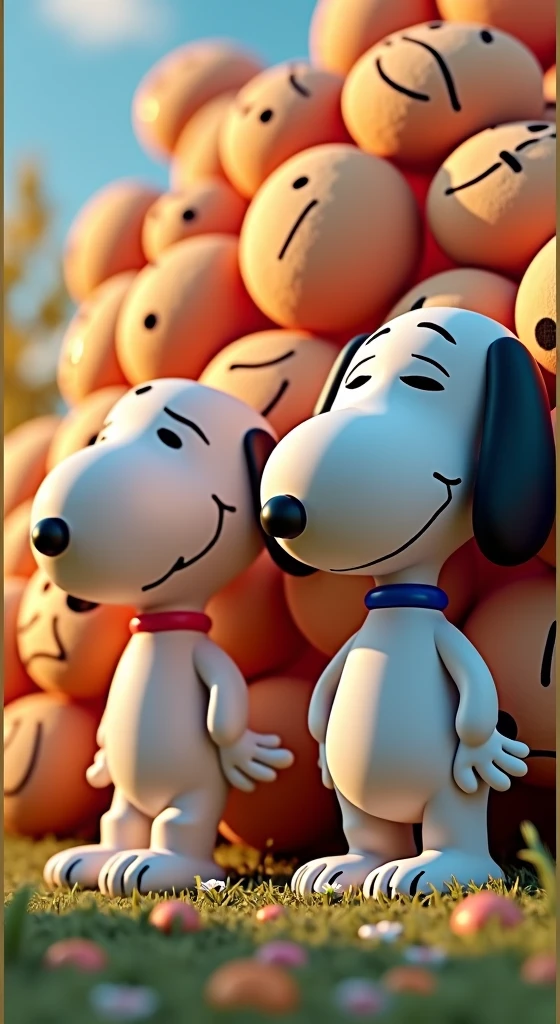 Create a detailed full HD 3D image with exclusive Disney letters that say "                      " background with snoopy faces