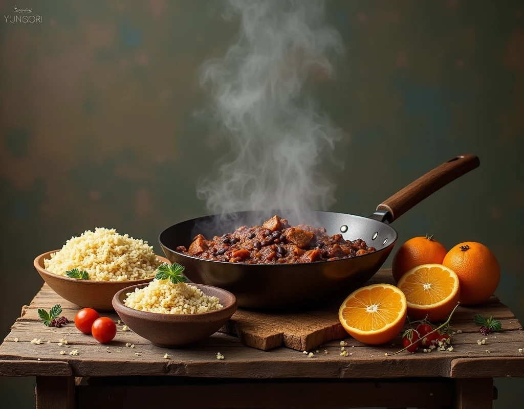Create a poor man's feijoada table (and put the feijoada in a pan)