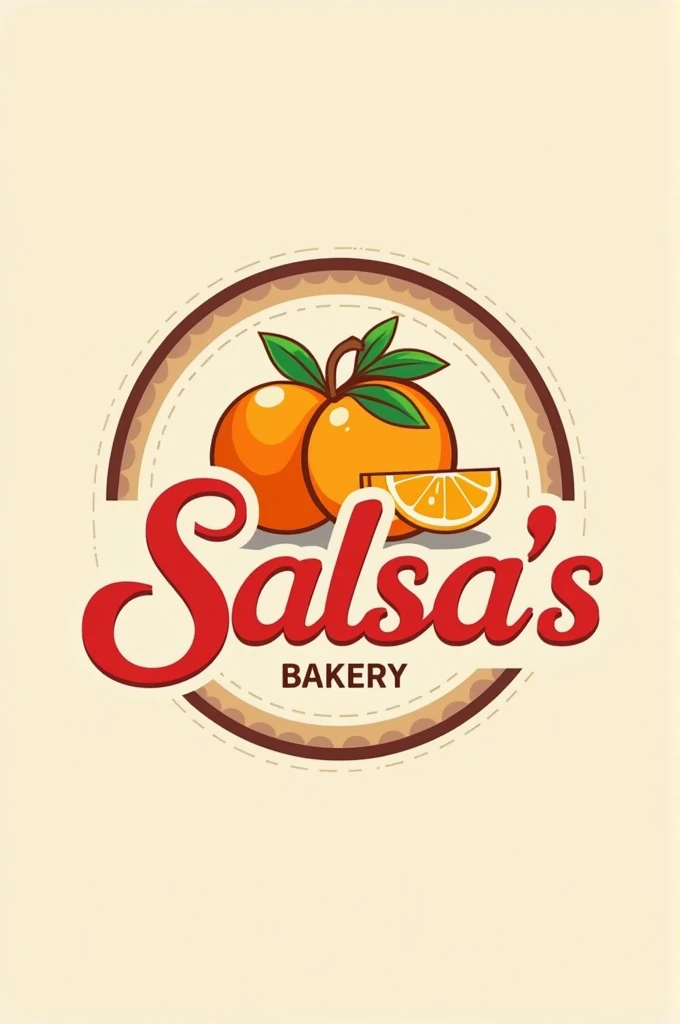 A logo for a bakery "Salsa's" with orange
