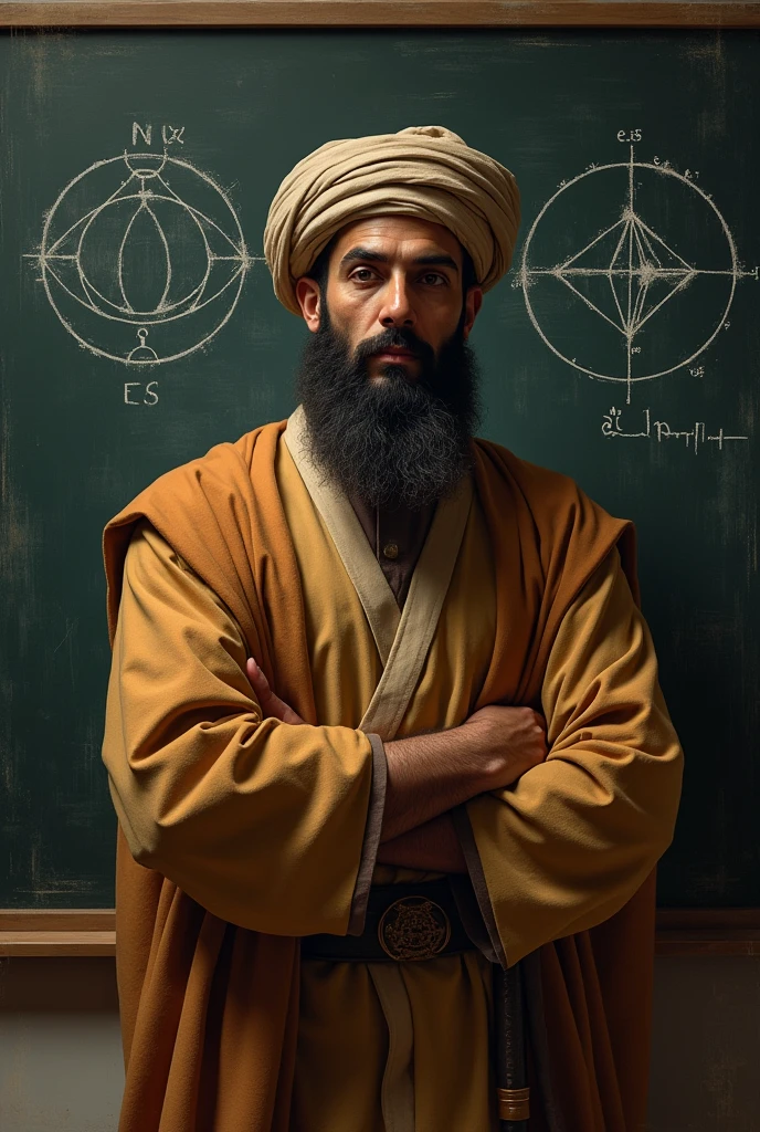 (Alhazen with an eye drawn on a blackboard)