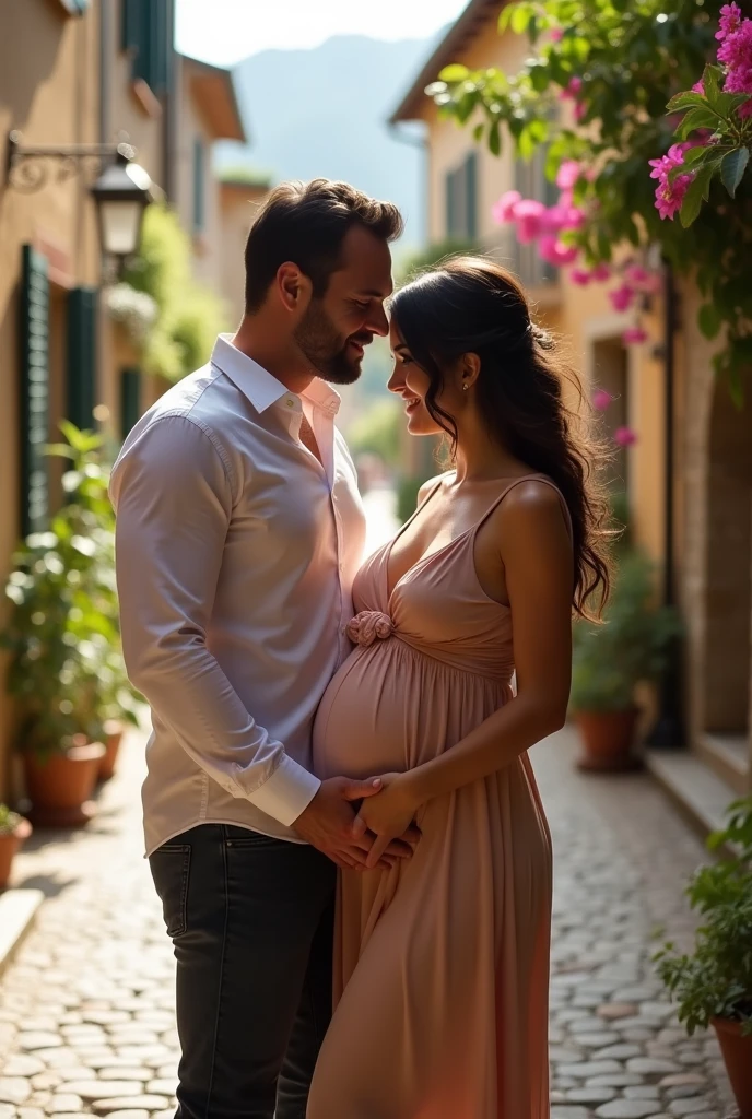 Henry Cavill and his pregnant girlfriend photoshoot in a village in Italy