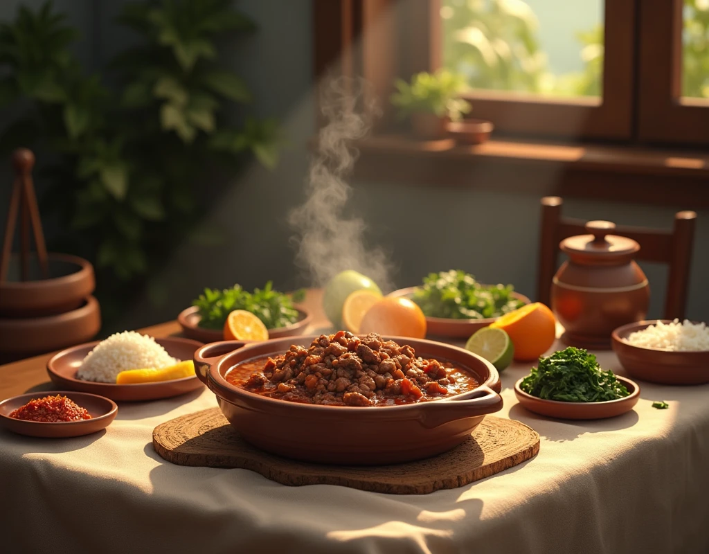 Create a poor man's feijoada table (and put the feijoada in a pan) change it