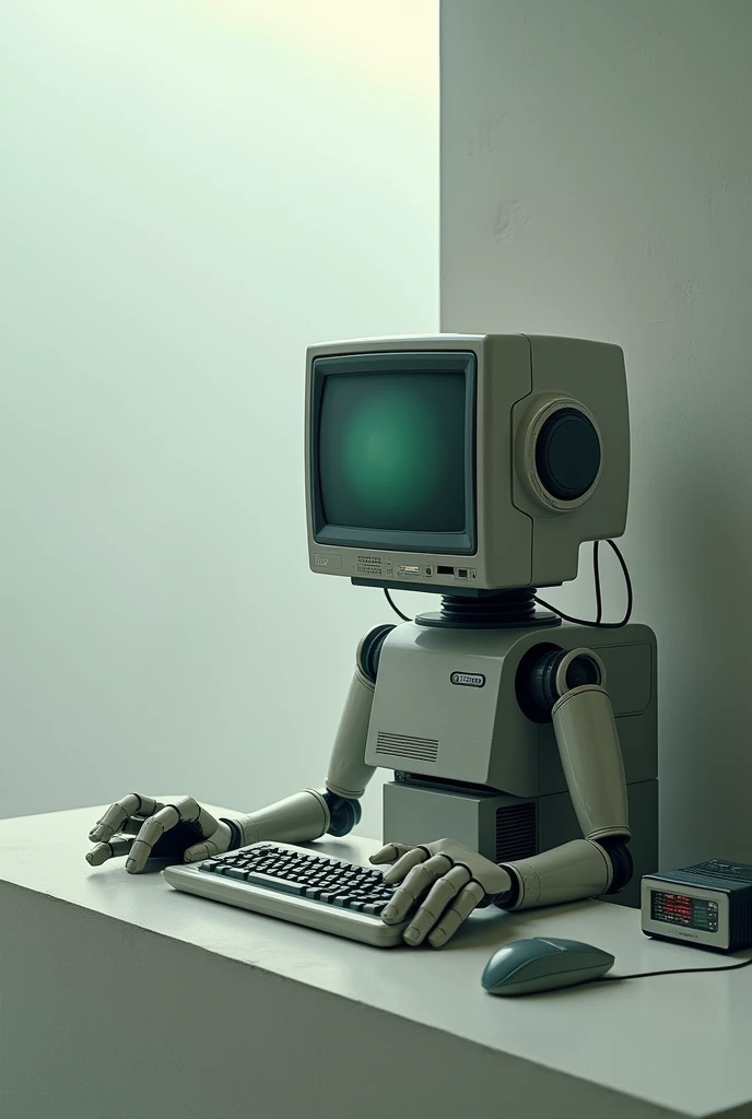 A creative photo of a computer that talks about past and present