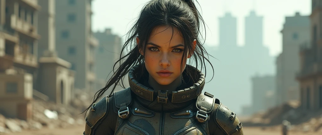 A post apocalypse woman, cyber hacker