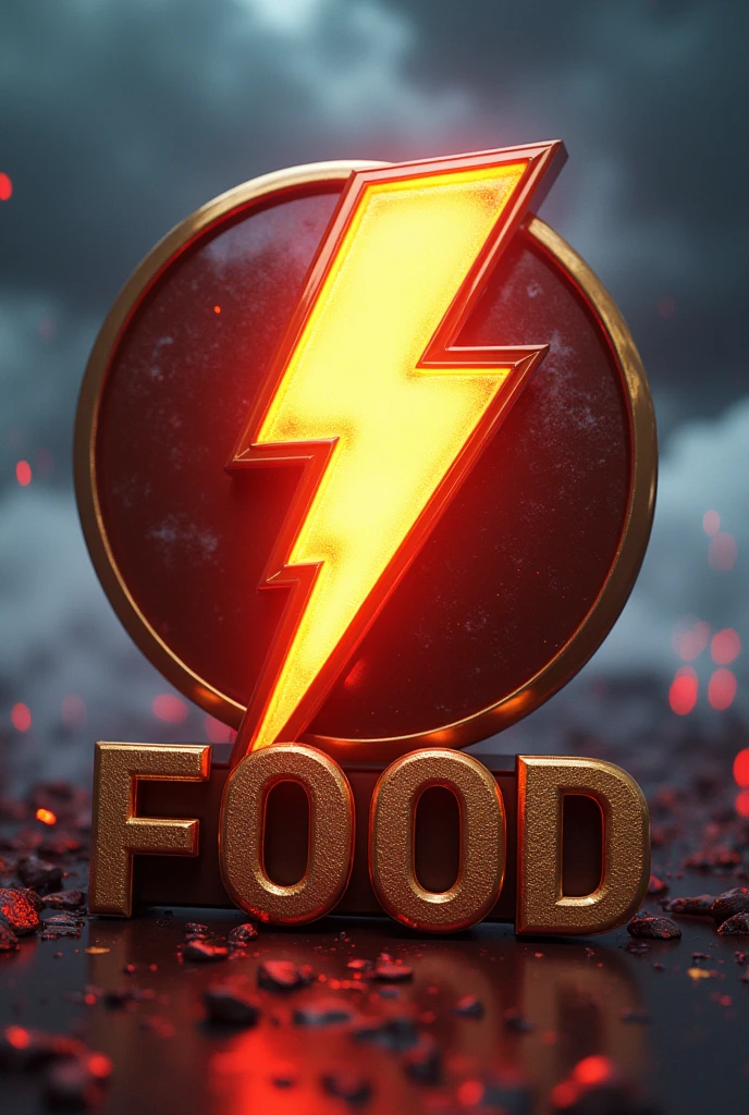 Sazam symbol only background and 3d text "FLASH FOOD" at front all letters in capital form