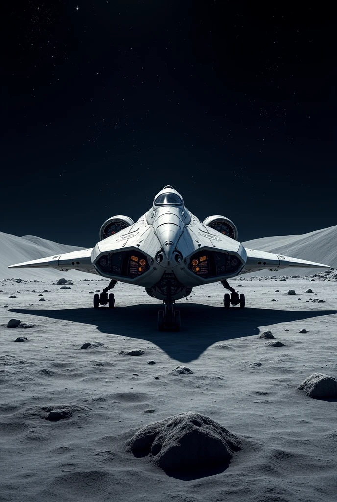 Make a 16:9 screen ration image. Image containing Space craft in moon's surface.And a heading of National Space Day