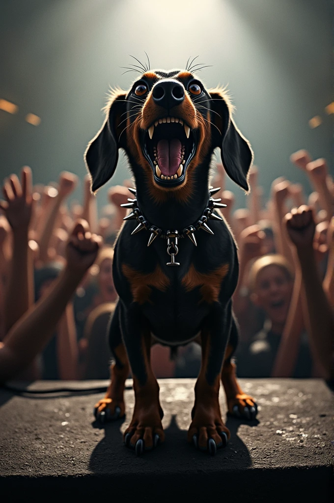 Datchhund sing angry in the metal band