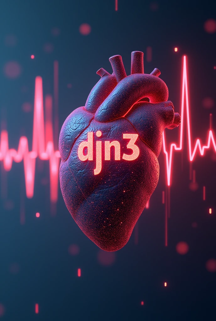An ECG line of a heartbeat but Instead of the beat it shows the name “DJN3” inside of the wave