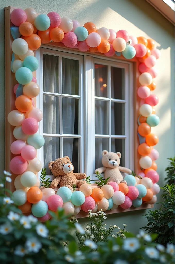 Decorations on the windows of the house to inform that a baby has been born