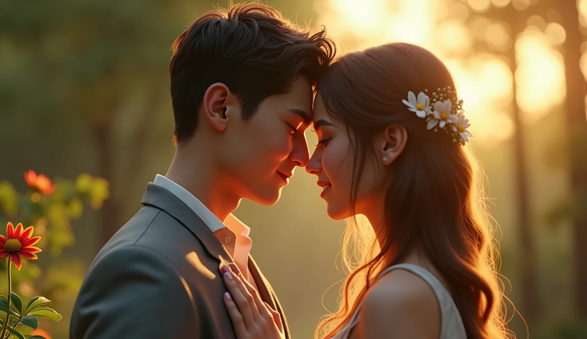3d Young Man romantic with you girl 