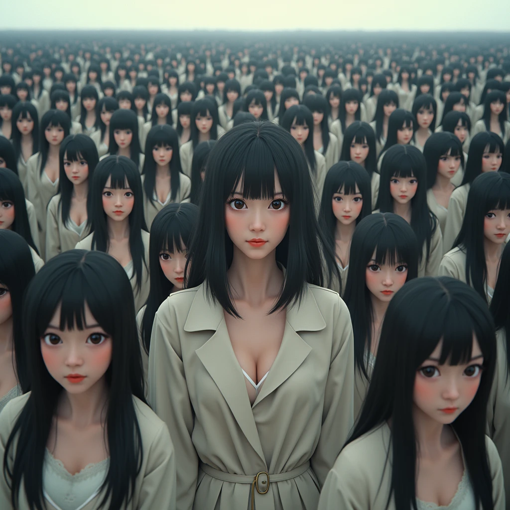 (((((Japanese Clone girls=Myself)))))), (((Best Super High quality Myself Clone girls Raw Photography Art))), (16K, Highest quality, Ultra-high resolution, RAW Photos), (((It&#39;s so unrealistic., With unparalleled depiction, With an unfathomable sight, An unprecedented and shocking worldview, Clone girls in a world of mass reproduction, Ultra-realistic))), (((Japanese, woman, 20yo, Saito-Asuka))), (Small face, ((Thick black hair, Semi-long hair))), ((V-neck short-sleeve dress)), (((((Very detailed美しい女体, Accurate body structure, Very detailed完璧な, Super  body with very large breasarly emphasizes cleavage))))rk Eyes, Mature face, Cute Sm gentle gaze))), (((Her happy and smiling expression is so cute))), ((((((((Very detailed分身増殖描写, ((1girl→Myself cloning→1,000,000,000,000,000,000,000,000,000,000,000,000,000,000,000,000,000,000,000,000Myself Clone girls)))))))))), ((((((((Very detailed, The precise depiction of the proliferation of Myself Clone girls, ((With the perfectly identical bodies of Myself clone girls, With the exact same face as the Myself clone girls, With the exact same hairstyle as the Myself clone girls, In the exact same clothes as the girls who are my clones, Perfectly the same height as the Myself clone girls, Super big breasts, just like thene girls)))))))))), (((Myself clone girls only))), (((Very detailed depiction, (A group of Myself clone girls hugging each other, A large gathering of Myself clone girls, Fun conversations among crowds of Myself clone girls, A fun conversation among a crowd of Myself clone girls, A crowd of Myself clone girls having lovey-dovey sex, Multiple Myself clone girls walk together in a crowd, turn around, The approaching crowd of Myself)))), (((Everyone looks at the camera))), (((Unbelievably crowded, Transcendent Myself clone girls intimately, Countless Myself clone girls surround you in 360 degrees))), (Bright, soft sunlight), (((Very wide field of view, Very detailed, Detailed ultra-perspective depiction with clear depth, super wide view))), (((((Where the huge crowd of over tens of millions of Myself groups come together))))), (((Very photographic and detailed depiction, Myself clone girls will multiply infinitely and fill the surroundings from one side to the horizon with their bodies tightly packed together without any gaps., A scene of endless Myself clone girls, giving a happy vibe.))), (Focus on the average value of the image)
