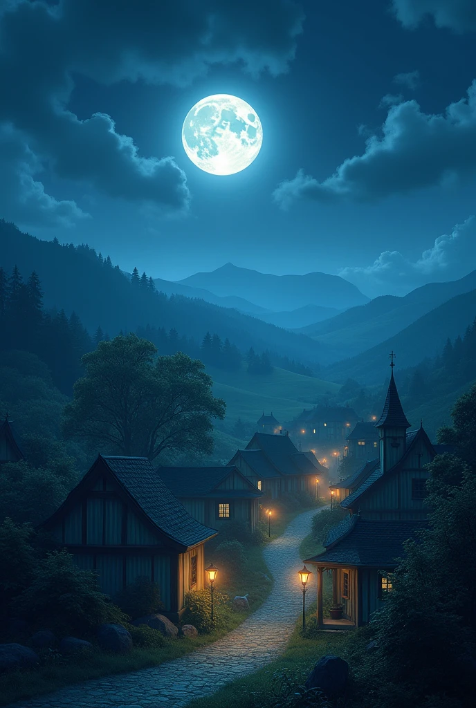 The moonlit village of Parnamirim, silent under a clear night sky.