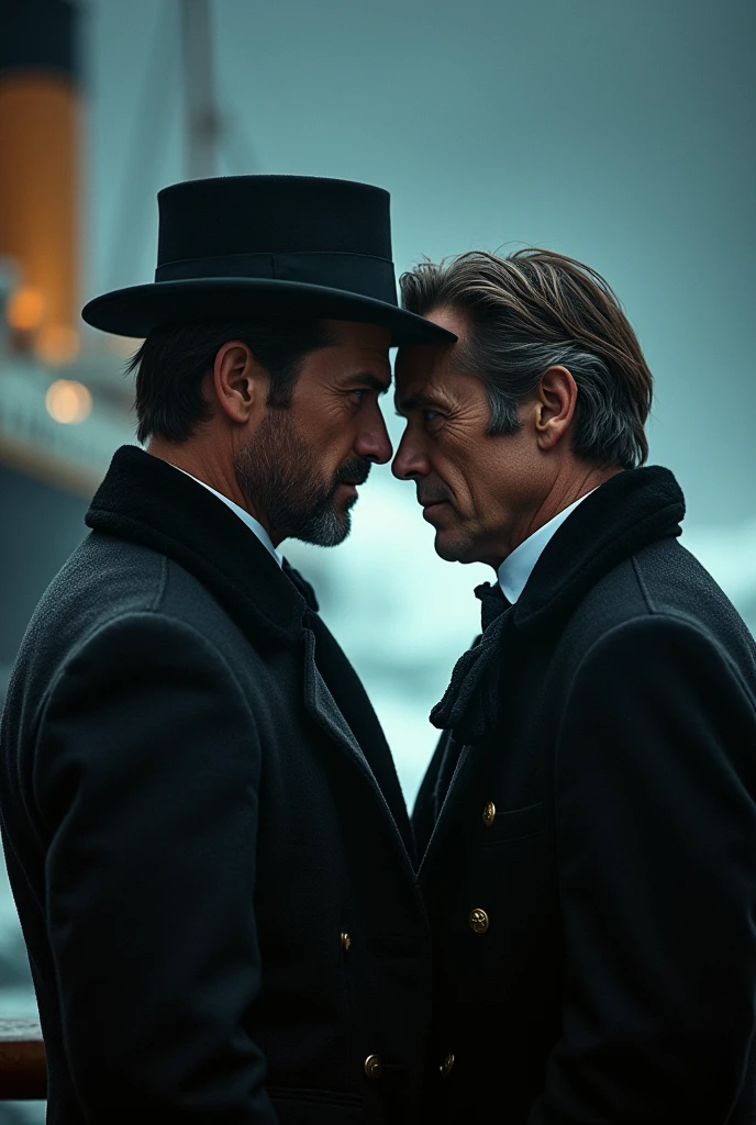 escena del titanic recreada por rock stewart y alain delon