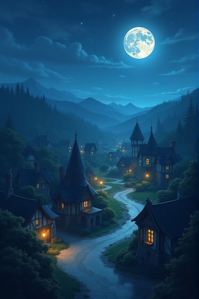 The moonlit village of Parnamirim, silent under a clear night sky.