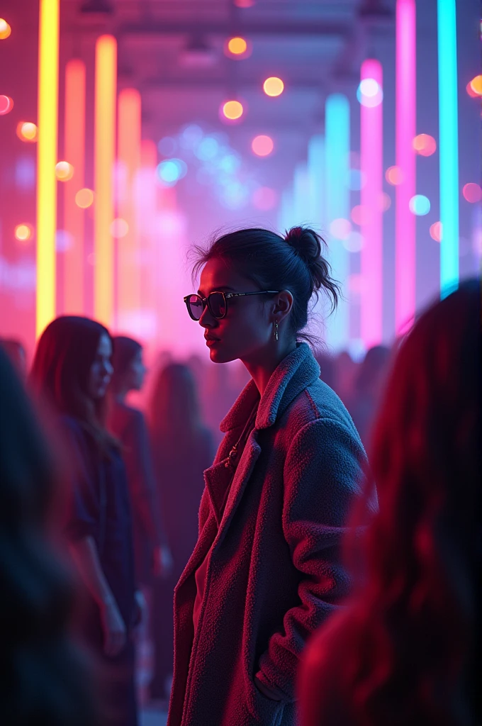 Background party with many color led light “ Project Fashion Designer” 3D color night. colorful, vibrant and bustling