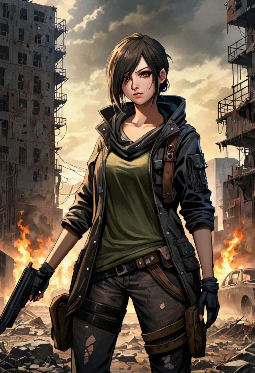 Post-apocalyptic female protagonist, hacker 