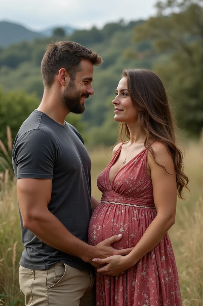 Henry Cavill look alike and his pregnant girlfriend photoshoot in a village in Italy