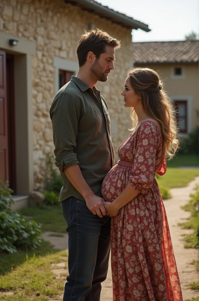 Henry Cavill look alike and his pregnant girlfriend photoshoot in a village in Italy