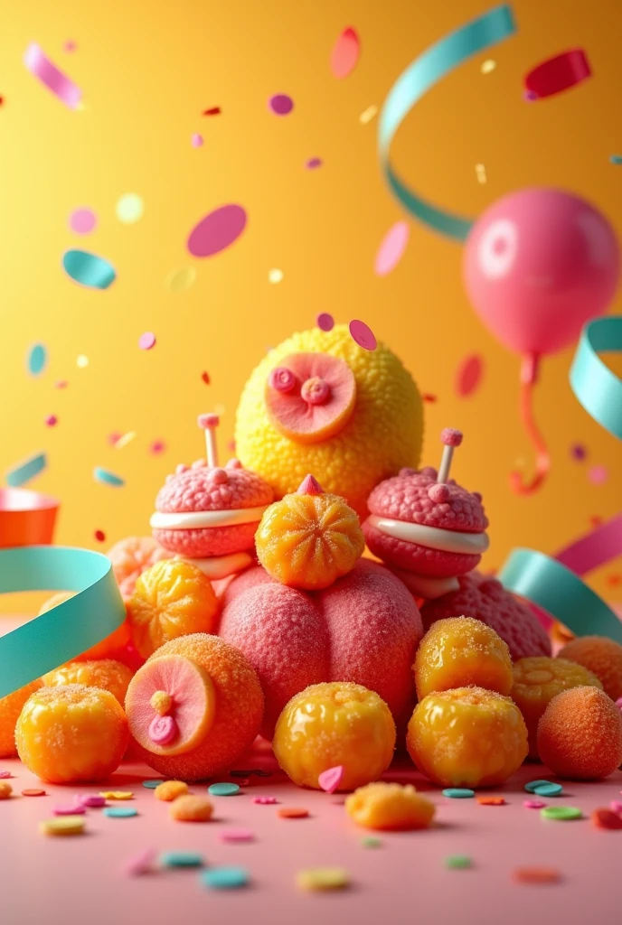 diferentes tipos de sweets de tamarindos, sweets, colored ribbons, as a trademark, confetti