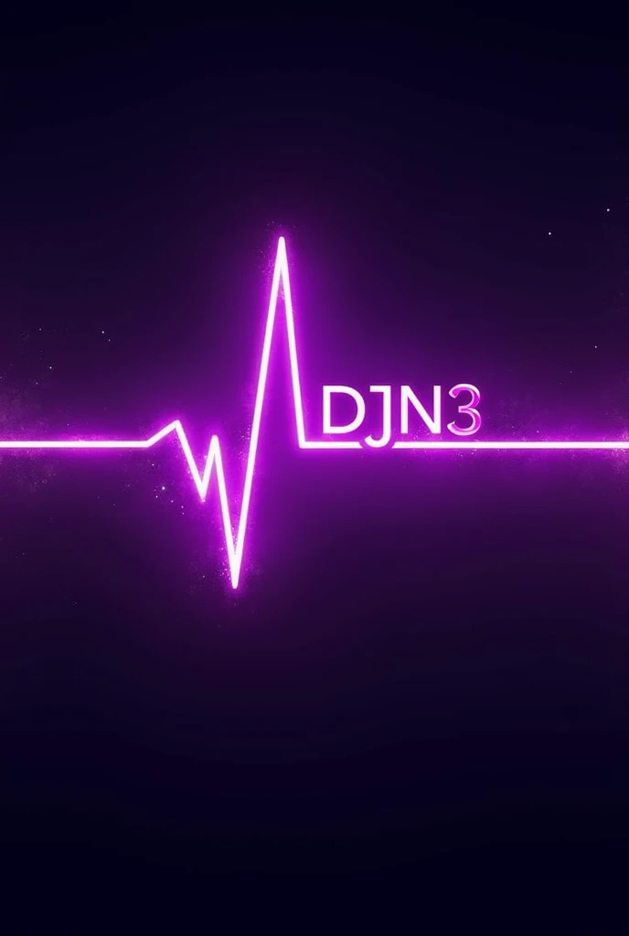 An ECG line of a heartbeat but Instead of the beat it shows the name “DJN3” in capital letters inside of the wave with a violett vibe