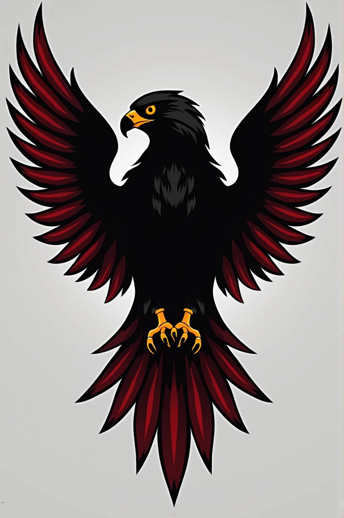 Create a logo with the image of a falcon with the words "Falcon Black" black and red colors
