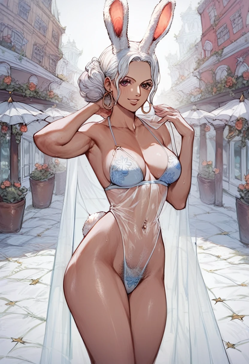 score_9, score_8_superior, score_7_superior, score_6_superior, one piece, Hairy Woman, Rabbit Beastman, See-through, Waterfront