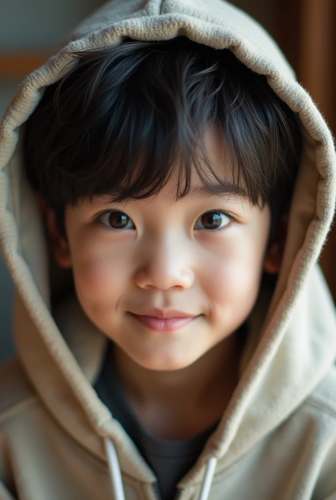 Selfie of young Korean boy with hoodie
