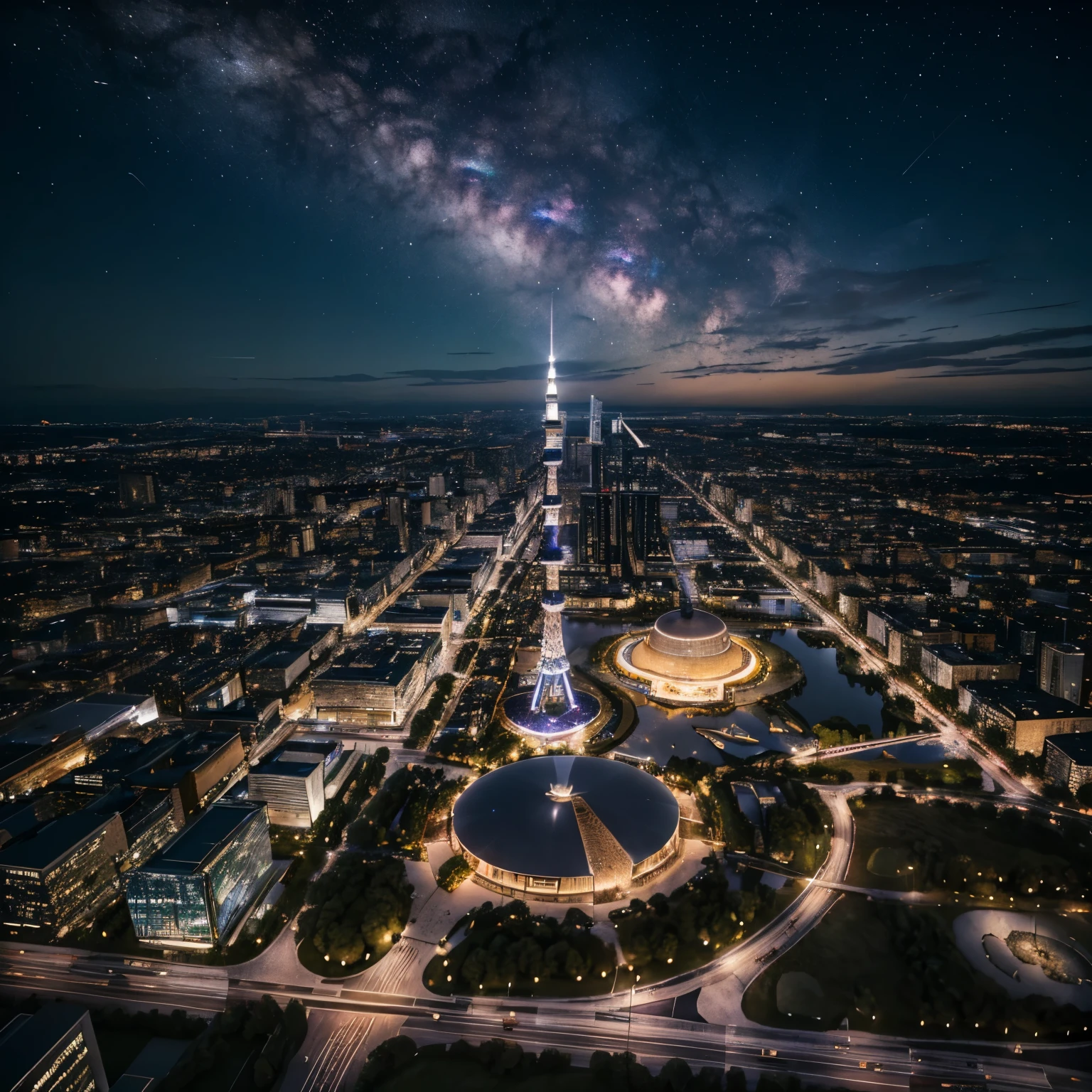 A starry sky sparkling in a pitch black expanse that draws you in、Astronomical Observation、
Three-dimensional clouds、Million Dollar Night View、romantic、Fantasy、Tokyo night view、Tokyo Tower、Brilliant、photograph、Wide angle、
High resolution(8k)、Ultra-high precision、Realistic texture、The city below、horizontal line、Vast、Panorama、Rear Stick、Brilliant、masterpiece、Milky Way、curve、Bird's Eye View、Looking down from above