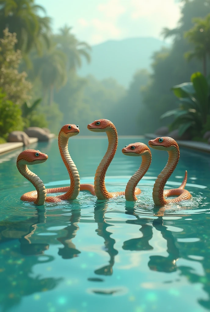 Five s in a swimming pool 