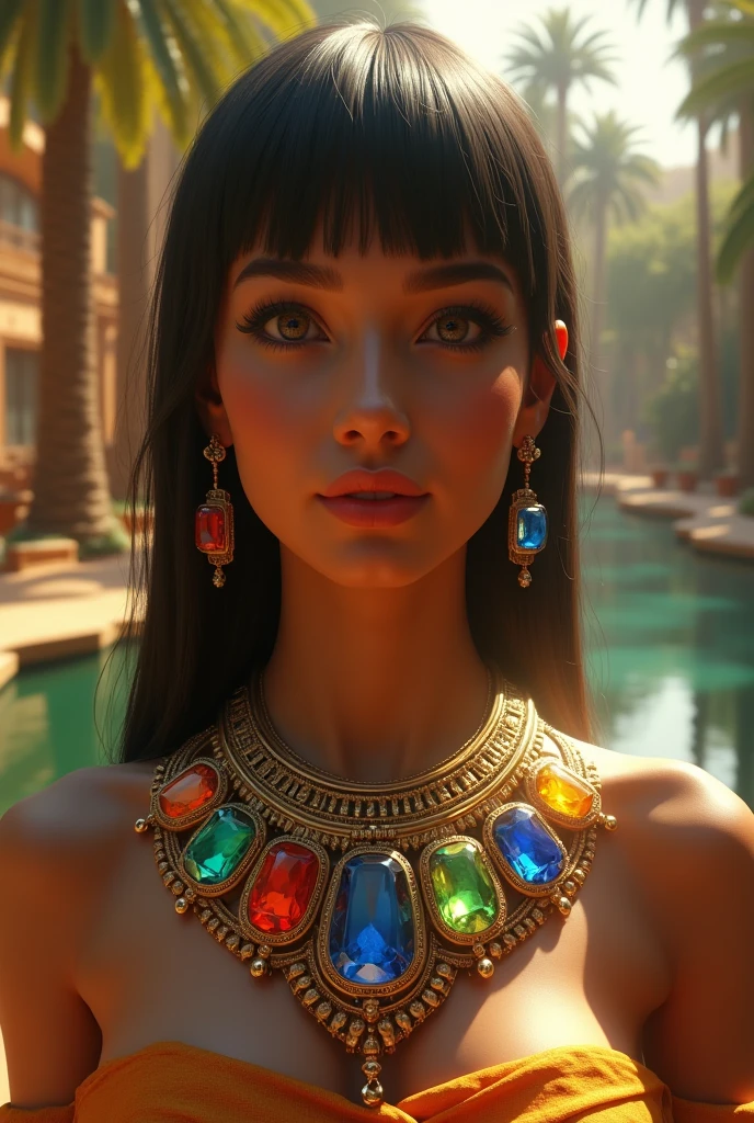 Egyptian women's necklace with 7 colored stones