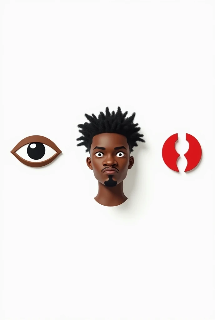 the eye emoji to the left of the frame  and next to it a red cut sign and next to the red cut sign a picture of the rapper future with a white background plain
make them seperate
