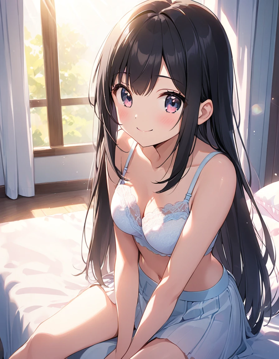 (Rear insertion position, ), Black Hair, Long Hair, Cute Hips, , ,(Cotton shirt、Linen long skirt、Striped Lingerie、White garter stockings),front , legs apart、sobbing、hand_on_own_face、nsfw、BREAK Perfect Anatomy、Highest quality、(cute:1.1)、(cute)、(High resolution:1.2)、Unbelievably absurd:1.3、Incredible illustrations、(cuteイラスト:1.2)、Beautiful background、(1 girl) 、solo)、(10th Generation、JK、Loli face、Small breasts:1.2)、slender、、(skirt lift,),、(tooth:0.6)、、Eye highlights、（anal,sex、1boy（penis））