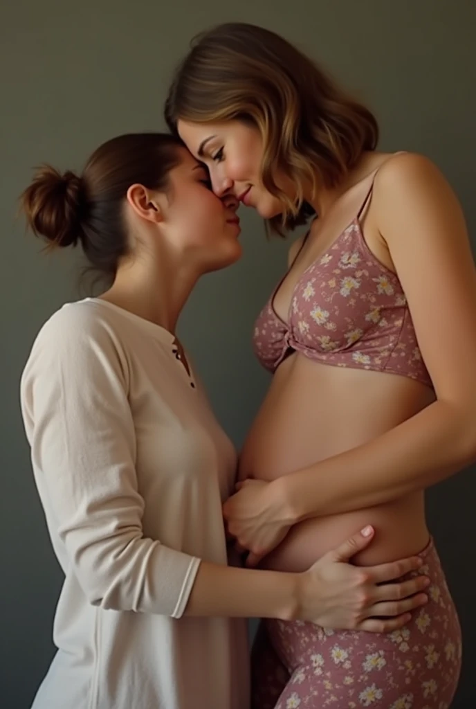 Woman kisses young girl's vagina